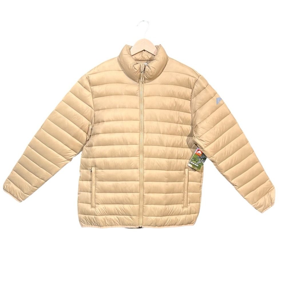Ozark Trail Men's Zip Front Puffer Jacket Size M Beige Winter Coat Zip Pockets - Picture 9 of 11